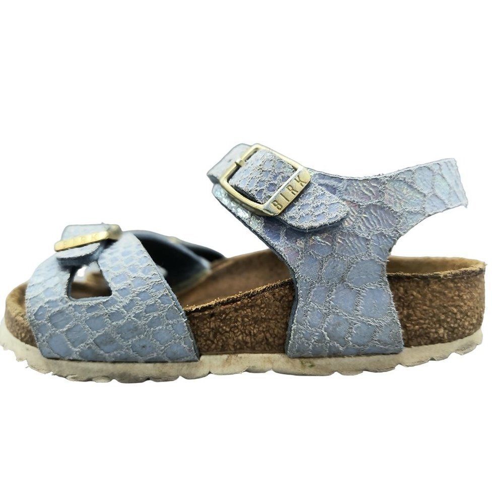 Birkenstock Rio Kids Shiny Snake Sky Blue Sandals size 26 C8